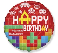 Balon foliowy 18" FX - Happy Birthday- BRICKS, niepakowany