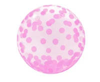 Balon Aqua 18" - kryształowy, różowe grochy, KK