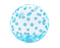 Balon Aqua 18" - kryształowy, niebieskie grochy, KK
