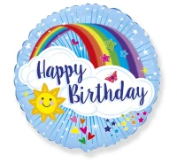 Balon foliowy 18" FX - Happy Birthday, z tęczą, niepakowany KK