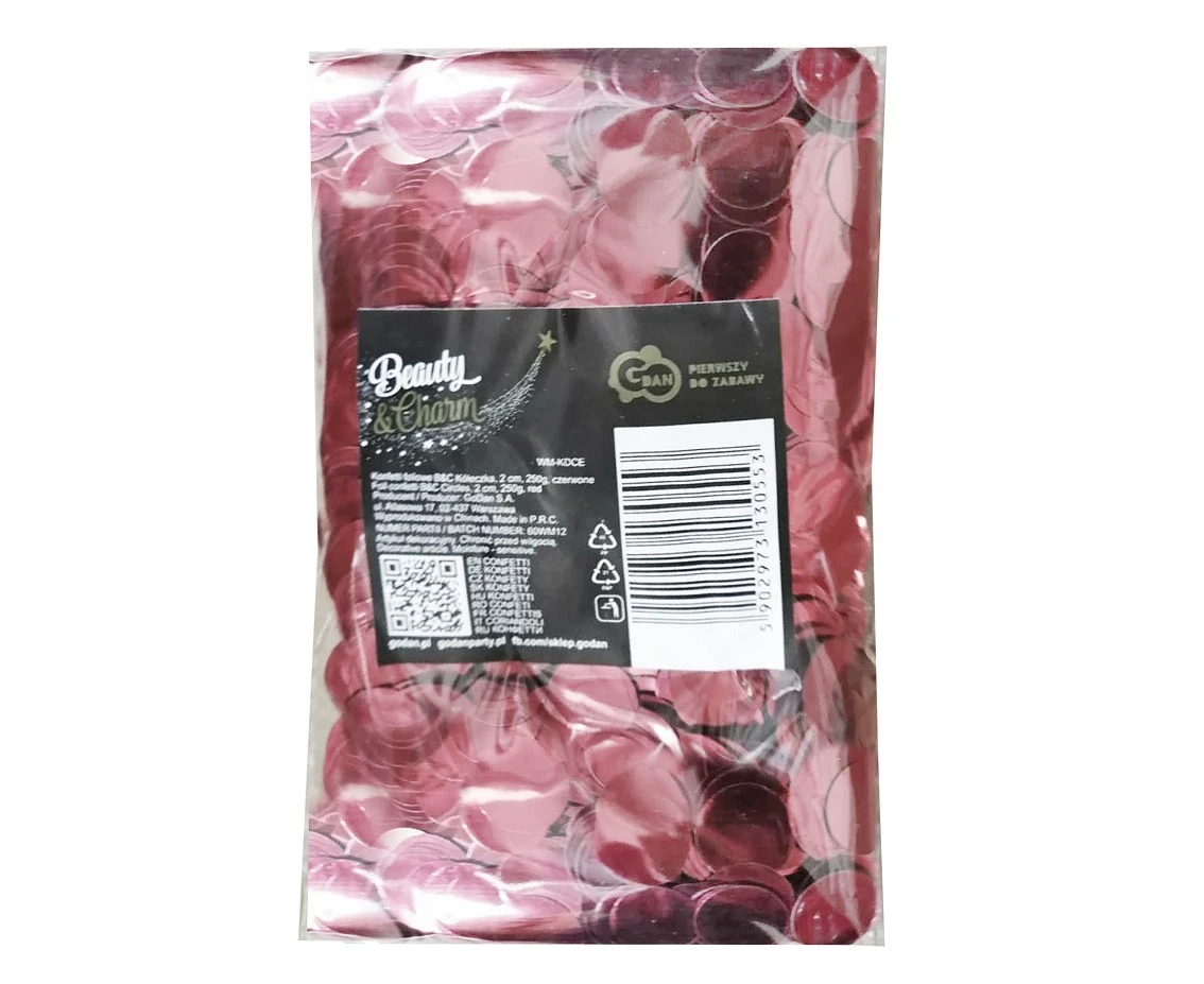 Konfetti foliowe B&C Kółeczka, 2 cm, 250g, różowo-złote KK