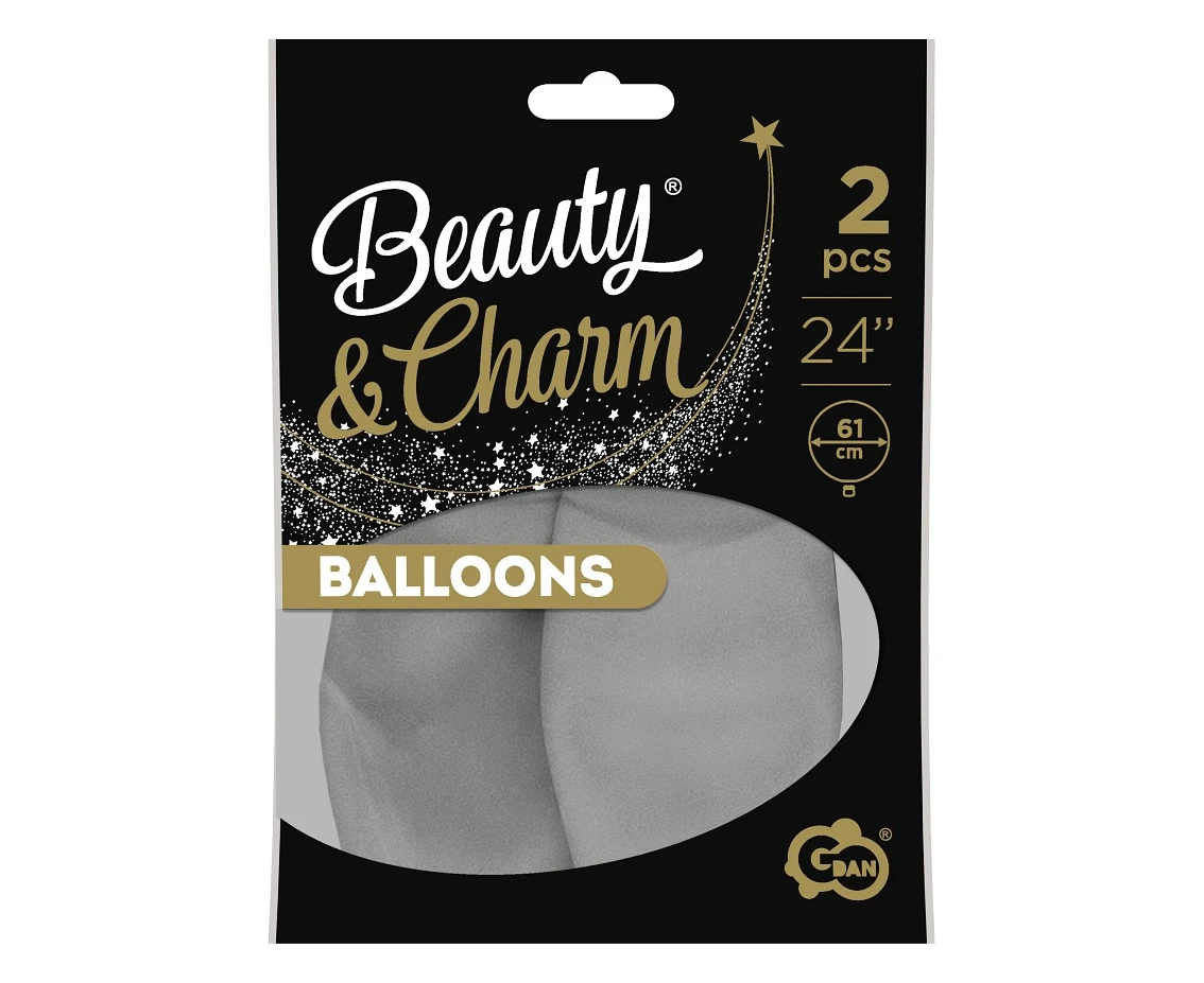 Balony B&C 24", pastel szare, 2szt.