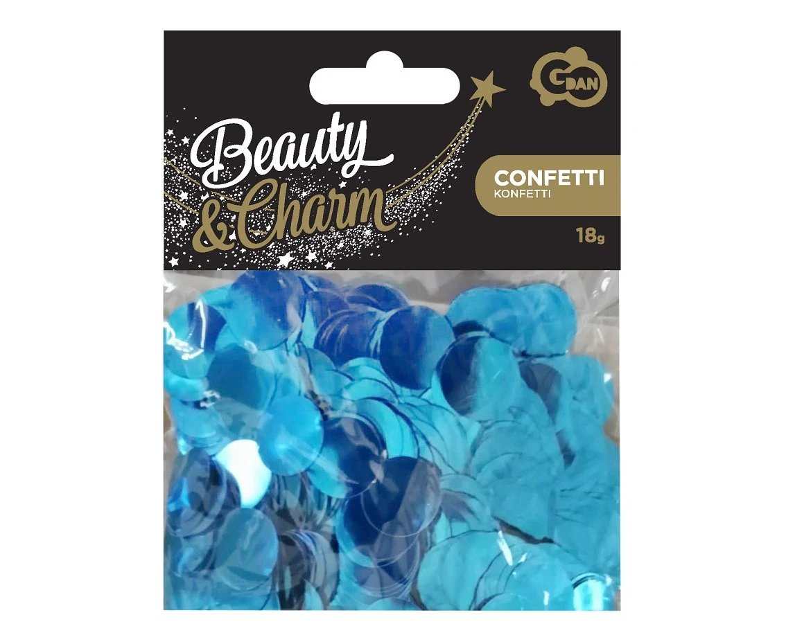 Konfetti foliowe B&C Kółeczka, 1.5 cm, 18g, turkusowe KK