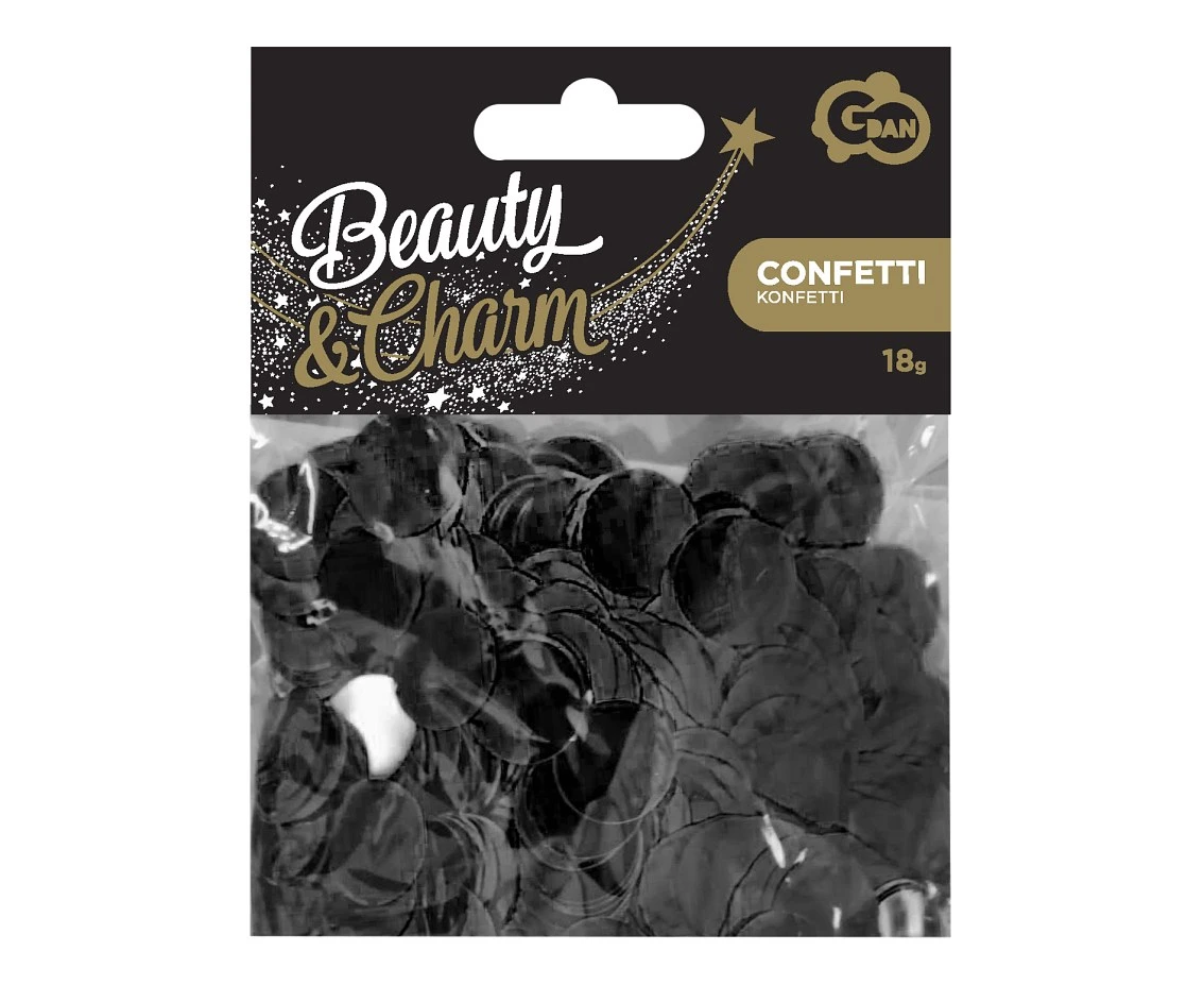 Konfetti foliowe B&C Kółeczka, 1.5 cm, 18g, czarne KK