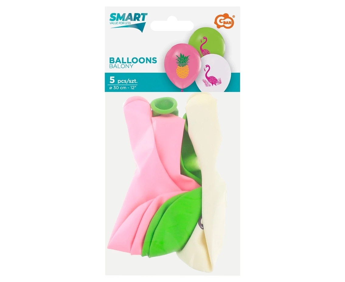 Balony Flamingi i Ananasy, 12 cali/ 5 szt.