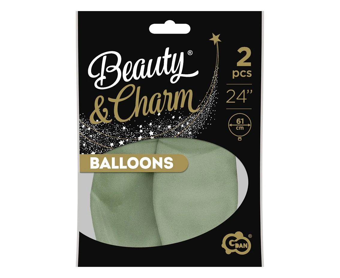 Balony B&C 24", pastel szaro-zielone, 2szt.