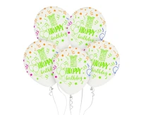 Balony Happy Birthday, 12"/ 5 szt.