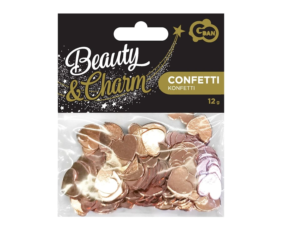 Konfetti papierowe B&C Serca, różowo-złote, 12 g