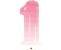 Balon foliowy 38" QL "Number 1", jasnoróżowy, ombre KK