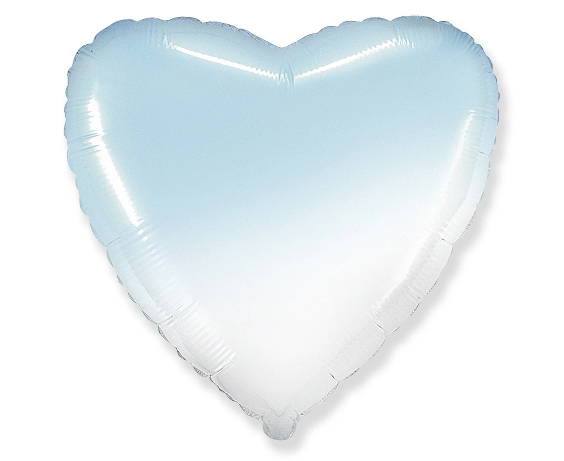 Balon foliowy 18" FX - Serce (gradient biało-błękitny), niepakowany