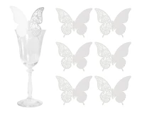 Winietki na kieliszki W&C Motylki, białe, 6 szt.