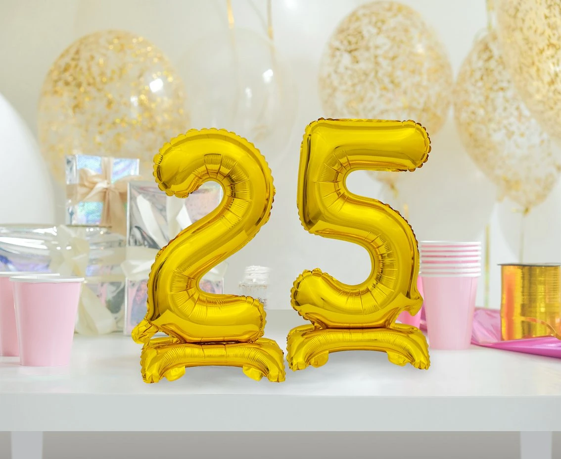 Balon foliowy B&C Cyfra stojąca 2, złota, 38 cm