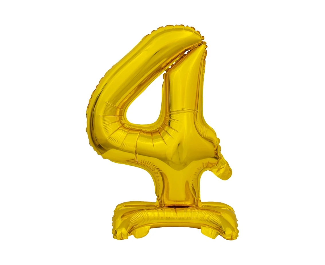 Balon foliowy B&C Cyfra stojąca 4, złota, 38 cm