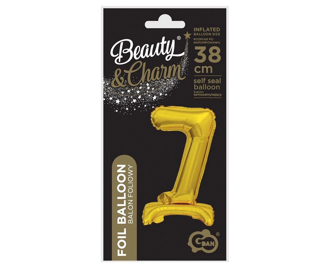Balon foliowy B&C Cyfra stojąca 7, złota, 38 cm
