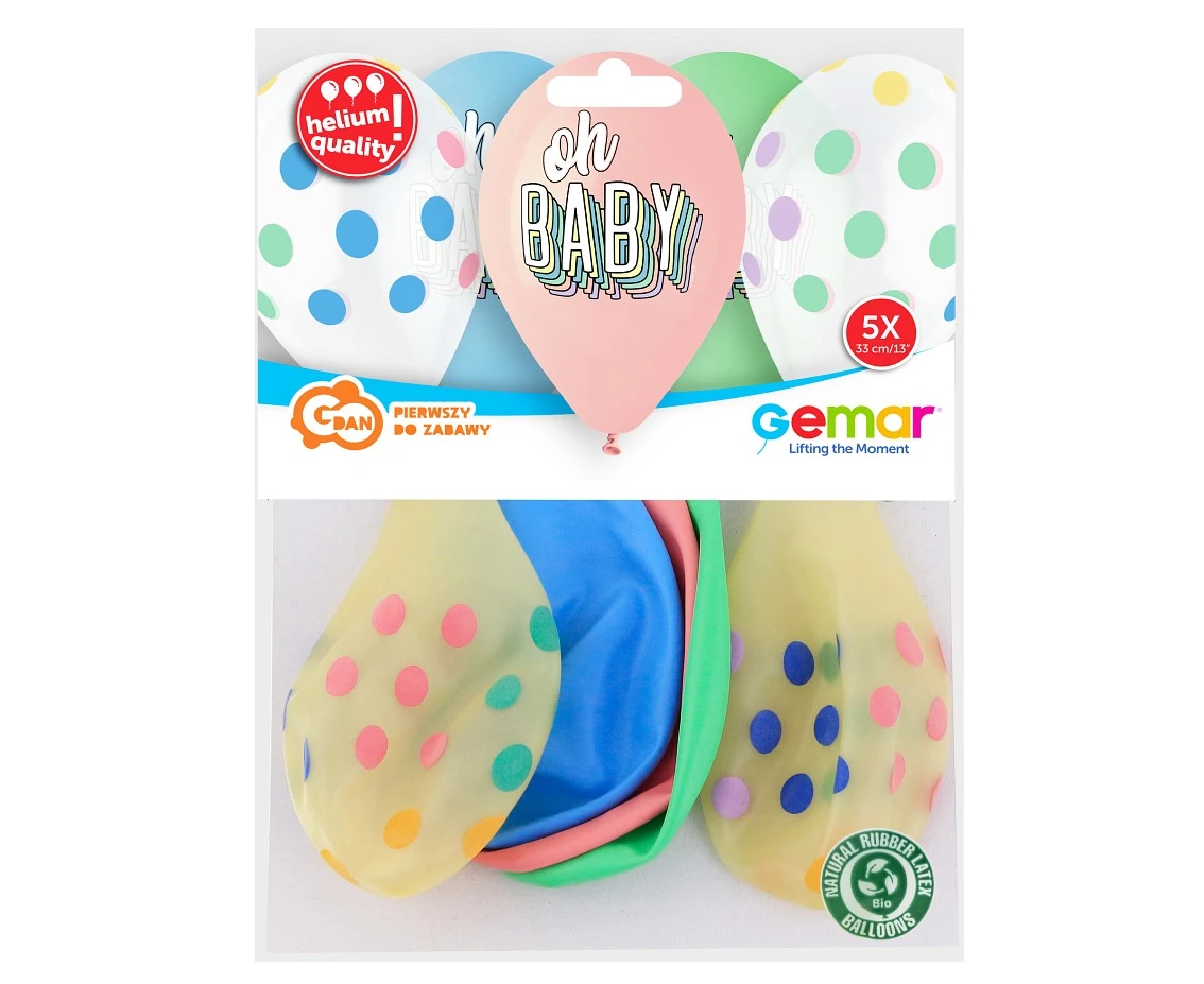Balony Gemar 13", pastel premium hel oh baby, 5szt. KK