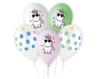 Balony Gemar 13", pastel premium hel wesoły jednorożec, 5szt.