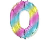 Balon foliowy FX - Number 0 gradient pastelowy, 85 cm KK, niepakowany