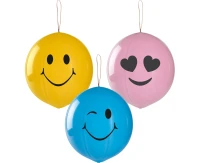 Balony Gemar, pastel premium uśmiechnięte piłki z gumkami, 3szt.