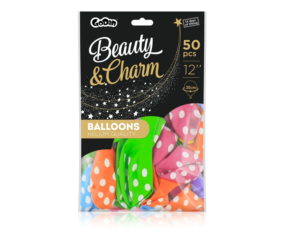 Balony B&C 12", pastel mix groszki, 50szt.