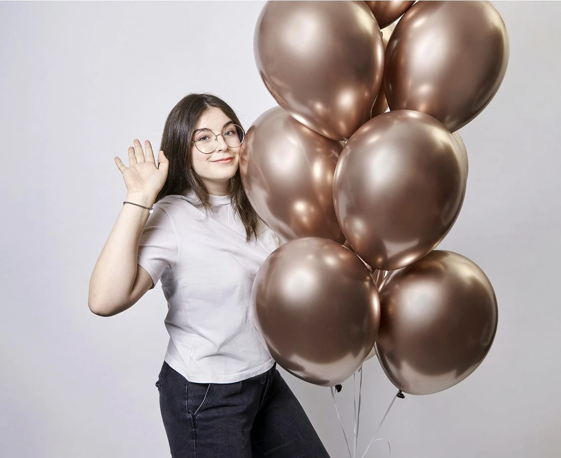 Balony Gemar 13", shiny różowo-złote, 50szt.