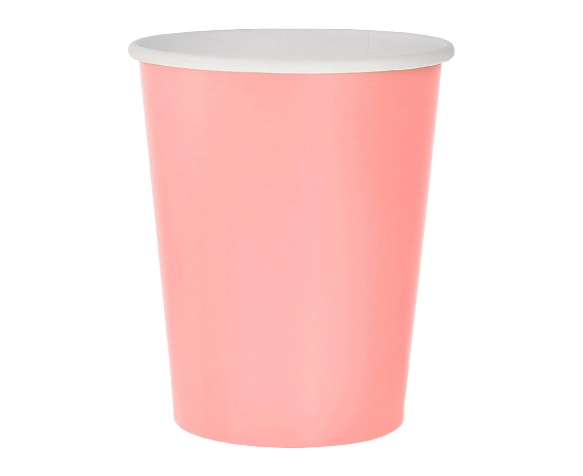 Kubeczki pap. jednokolorowe jasnoróżowe, 250ml/14 szt.