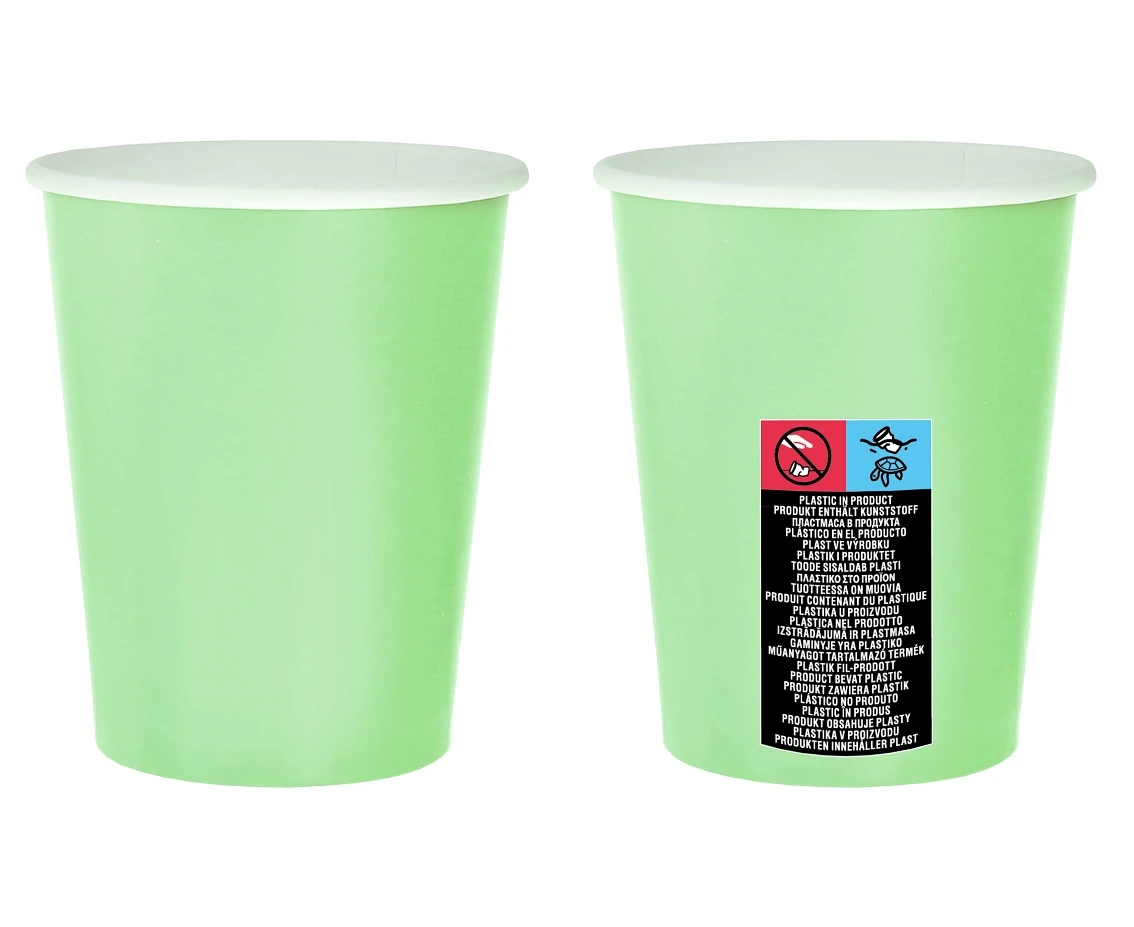 Kubeczki pap. jednokolorowe miętowe, 250ml/14 szt. KK
