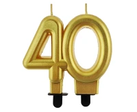 Świeczka B&C cyferka 40, metalik złota, 8 cm