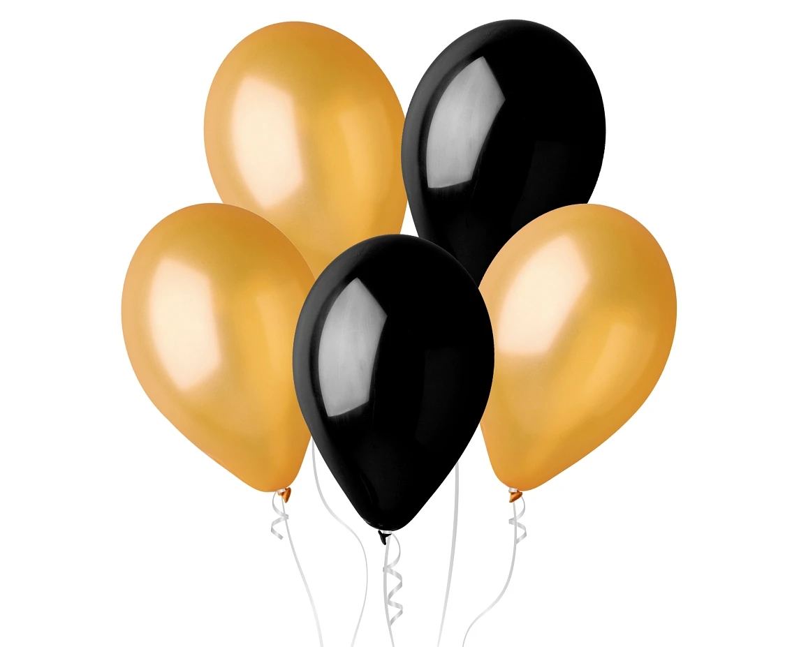 Balony B&C 12", 3 złote i 2 czarne, 5szt.