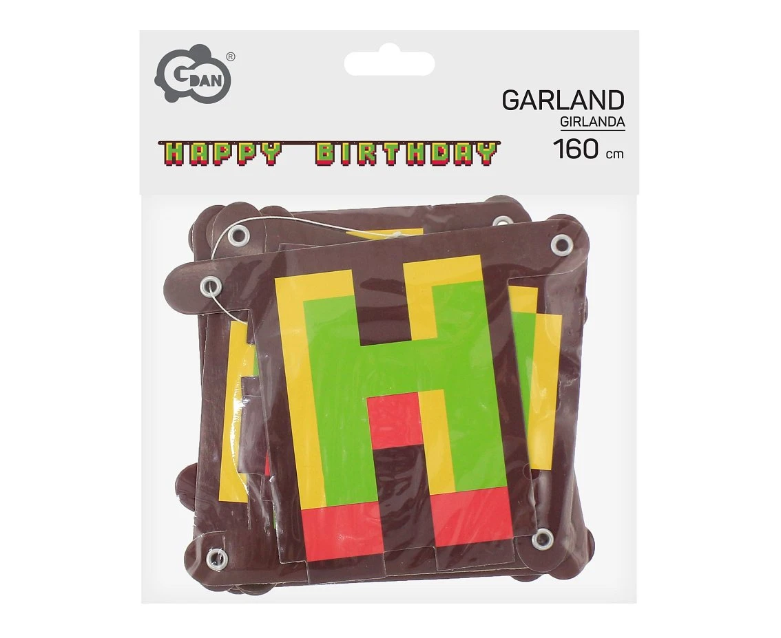 Girlanda papierowa Happy Birthday - Game On, 160 cm