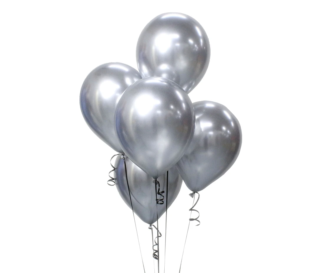 Balony B&C 10", platyna srebrne, 5szt.