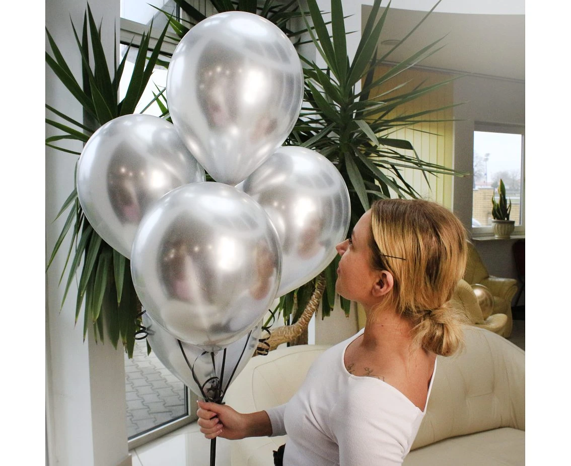 Balony B&C 10", platyna srebrne, 5szt.
