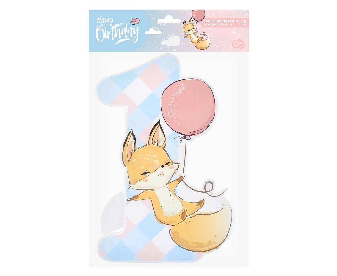 Dekoracja na stół Kolekcja Happy Birthday - Lisek, 29 cm KK