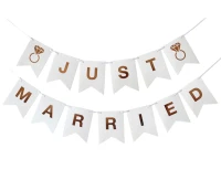 Girlanda papierowa W&C Just Married, 300 cm, DIY, wys. flagi 18 cm KK