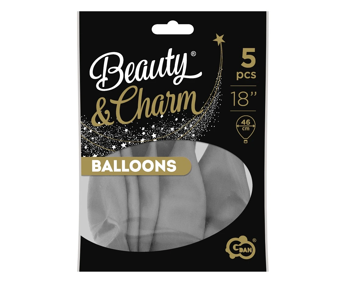 Balony B&C 18", pastel szare, 5szt.