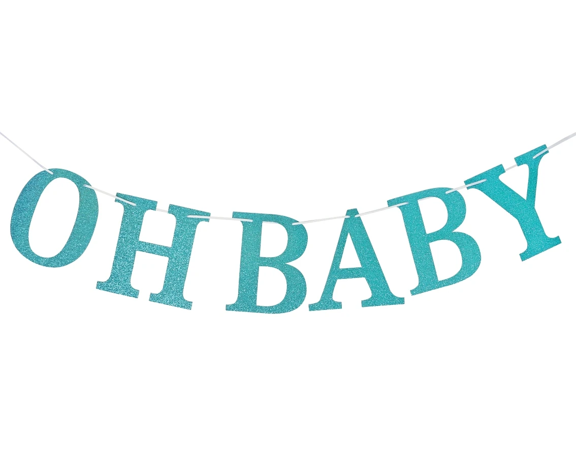 Girlanda papierowa brokatowa B&G Oh Baby, jasnoniebieska, DIY, 300 cm