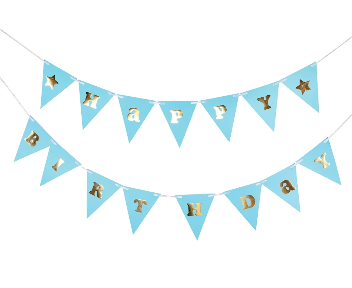Girlanda papierowa B&G Happy Birthday - Baby Boy, jasnoniebieska, 300 cm, DIY, wys. flagi 17 cm