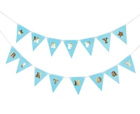 Girlanda papierowa B&G Happy Birthday - Baby Boy, jasnoniebieska, 300 cm, DIY, wys. flagi 17 cm