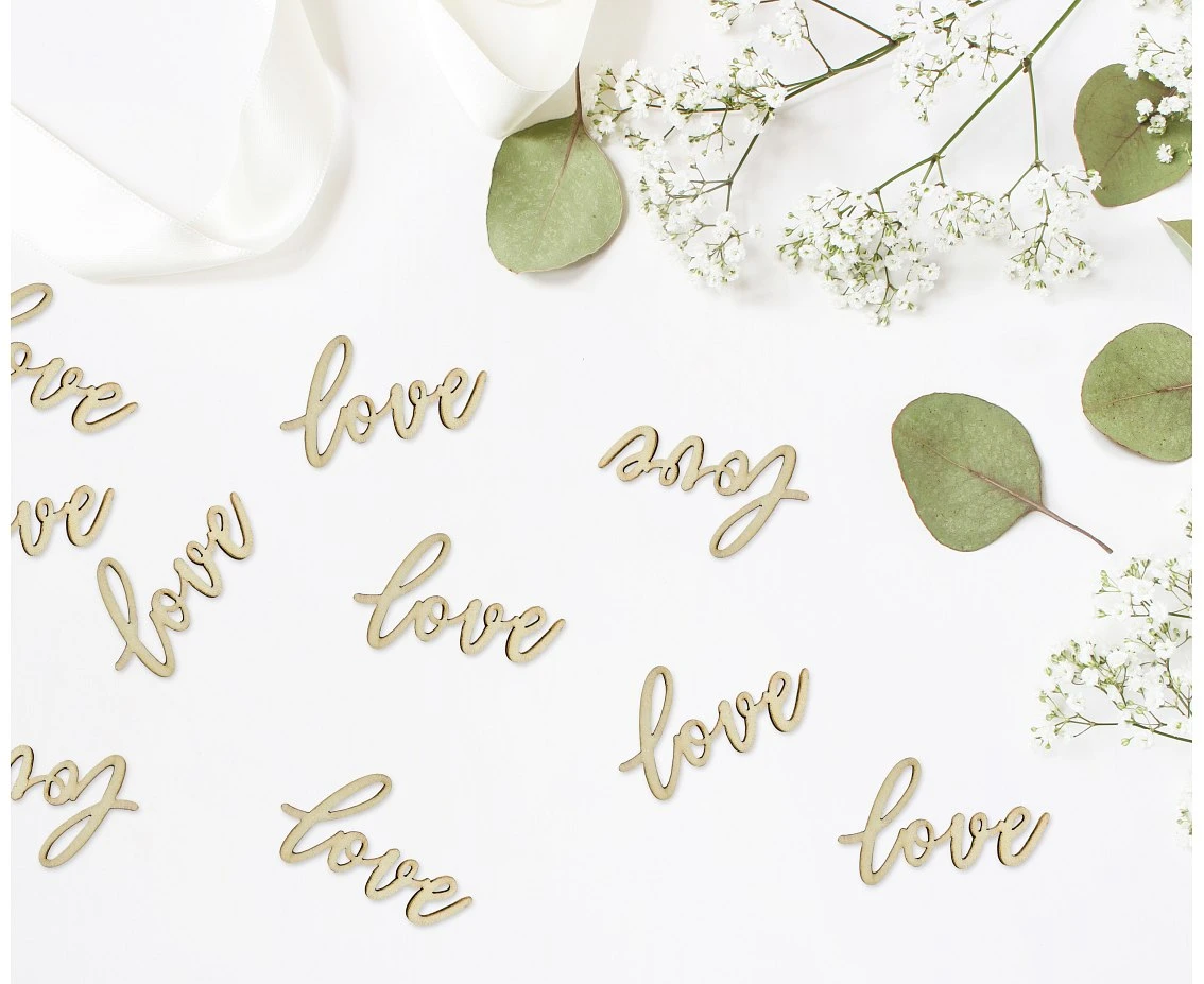 Konfetti drewniane Love, 6x3 cm, 18 szt.