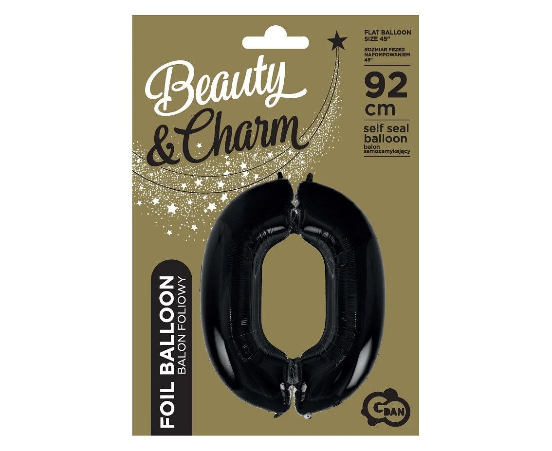 Balon foliowy B&C Cyfra 0 czarna, 92 cm AA