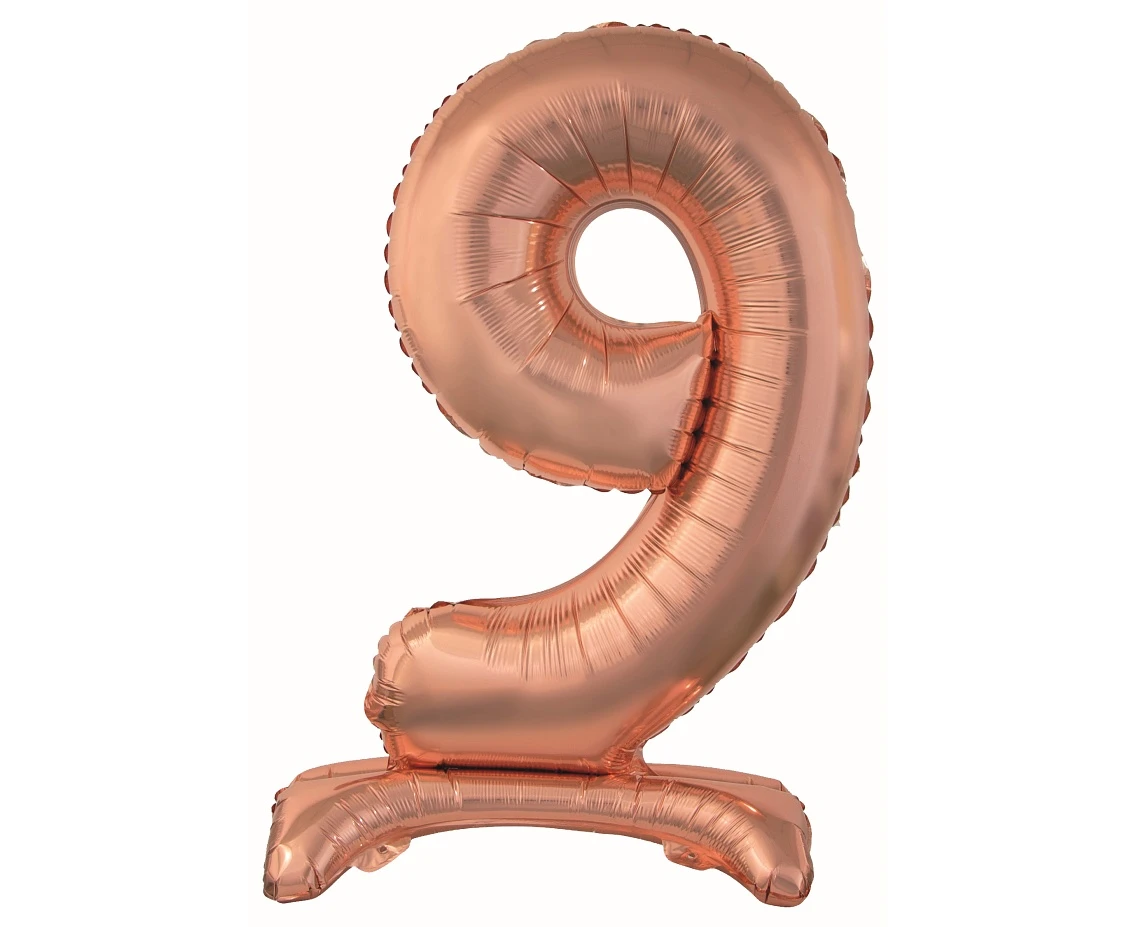 Balon foliowy B&C Cyfra stojąca 9, różowo-złota, 74 cm KK