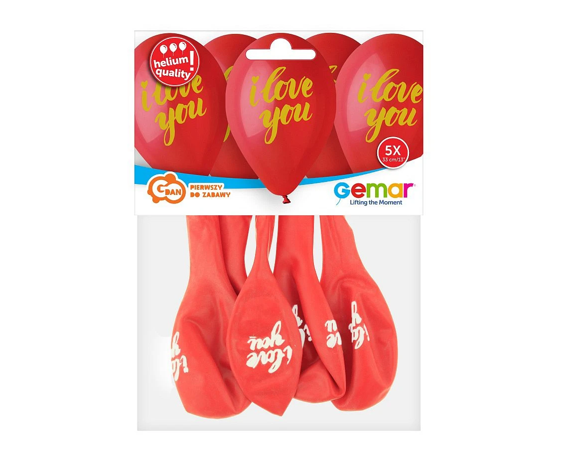 Balony Gemar 13", pastel premium hel i love you (biały napis), 5szt. KK