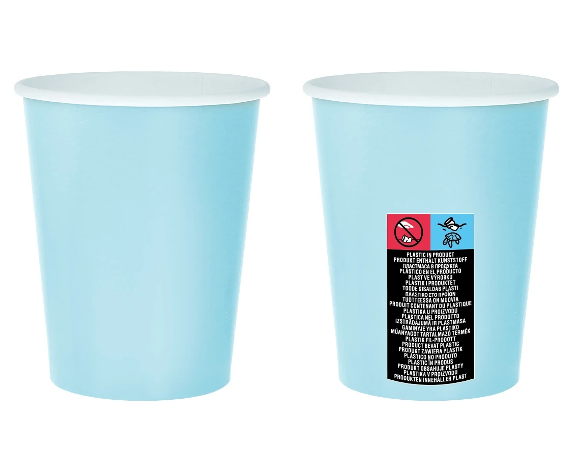 Kubeczki pap. jednokolorowe jasnoniebieskie, 250ml/14 szt. KK