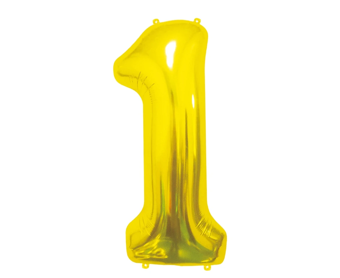 Balon foliowy B&C Cyfra 1, złota, 85 cm AA