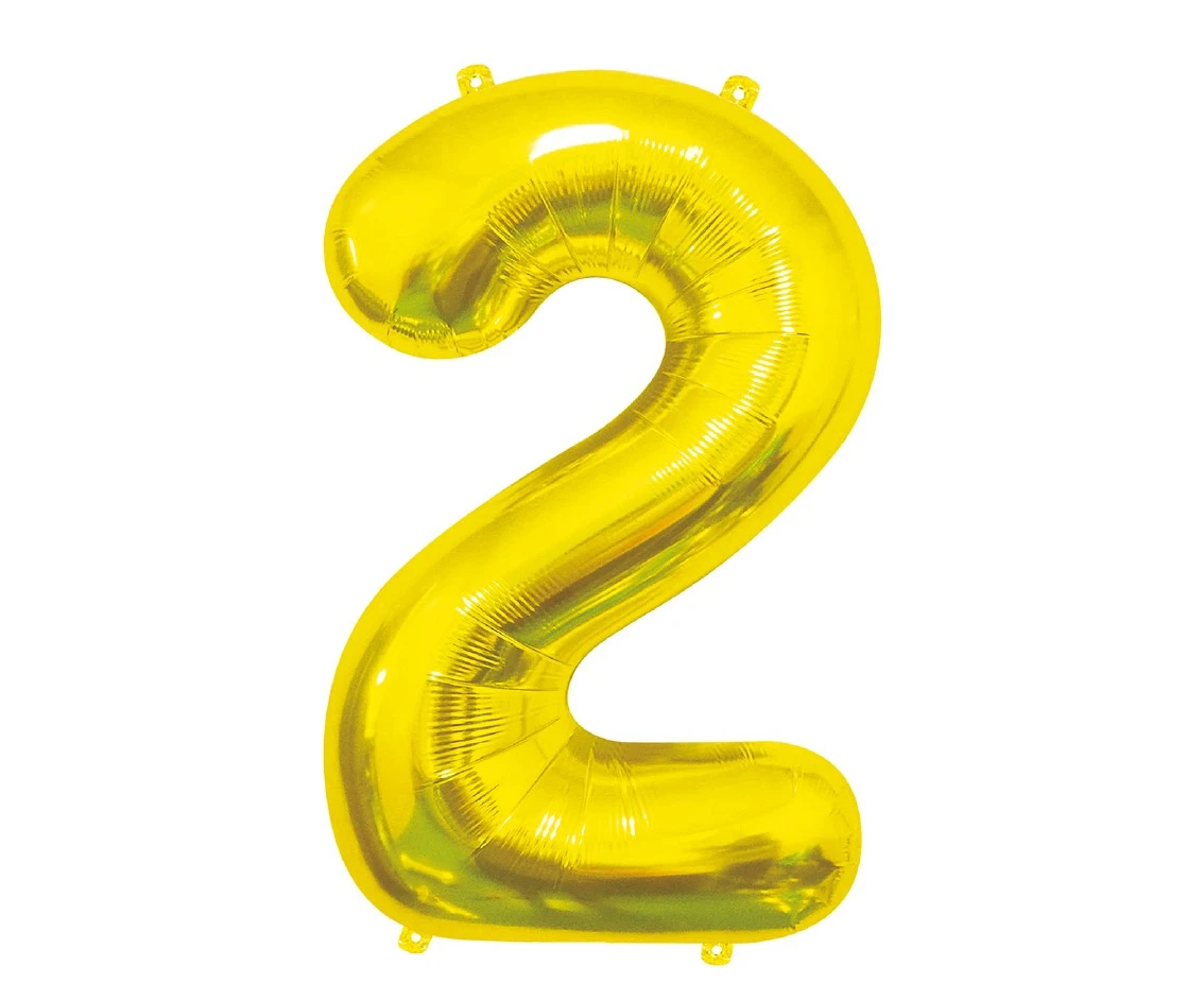 Balon foliowy B&C Cyfra 2, złota, 85 cm AA