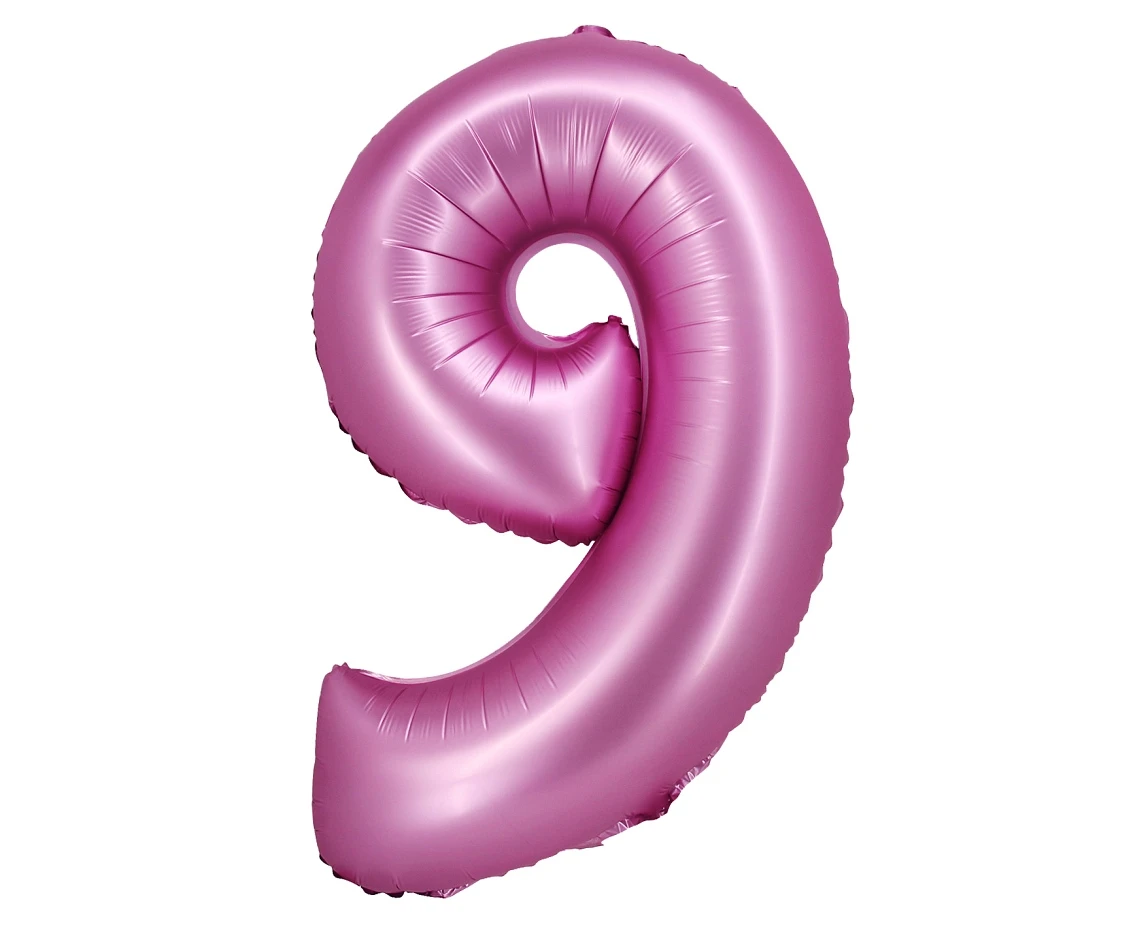 Balon foliowy B&C, Cyfra 9, satynowa różowa, 76 cm KK