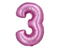 Balon foliowy B&C, Cyfra 3, satynowa różowa, 76 cm KK