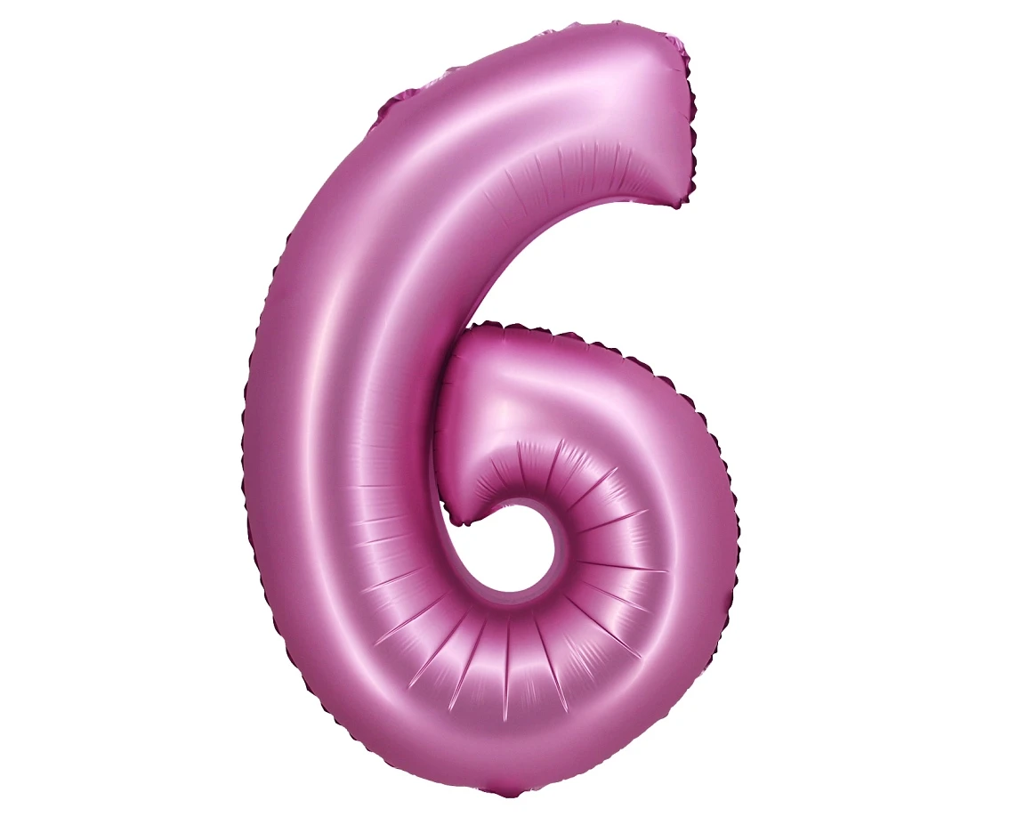 Balon foliowy B&C, Cyfra 6, satynowa różowa, 76 cm KK