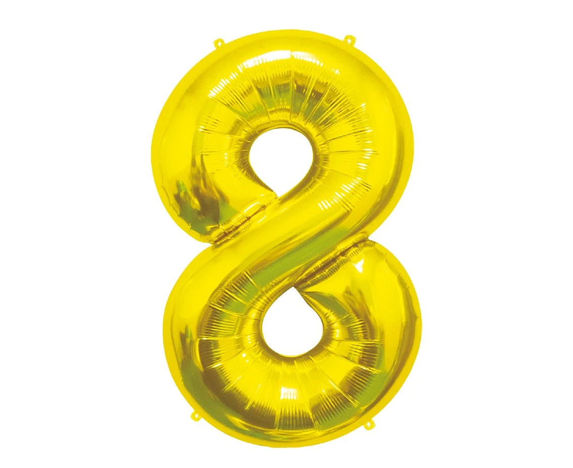 Balon foliowy B&C Cyfra 8, złota, 85 cm AA