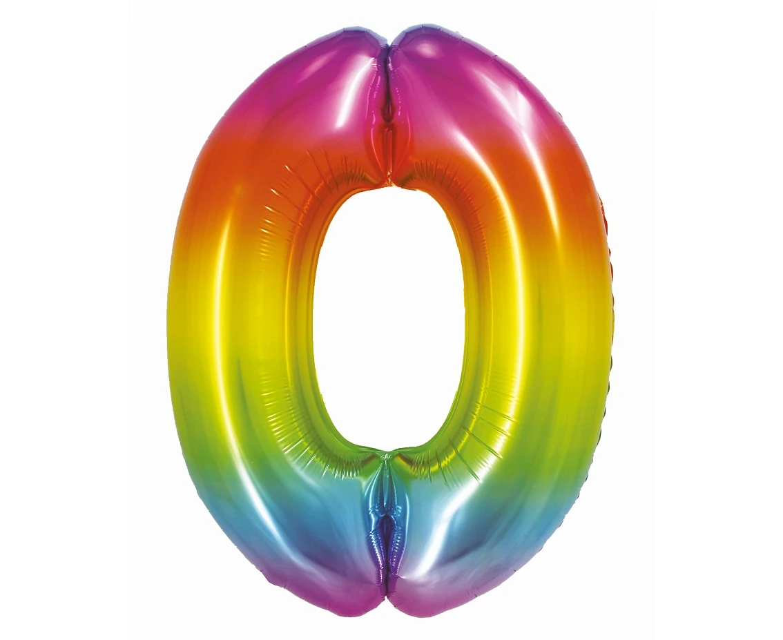 Balon foliowy Smart, Cyfra 0, tęczowa, 76 cm