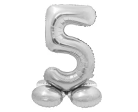 Balon foliowy Smart, Cyfra stojąca 5, srebrna, 72 cm KK